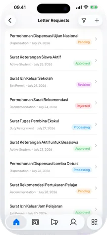 Layar Surat izin di aplikasi SIMSDIG